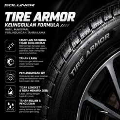 SOLUNER Tire Armor Semir Ban Untuk Semua Ban Motor Mobil Pengkilap Black Kinclong Hydrophobic Tahan Lama Busa Poles Bulat Anti Lengket - Gambar 4