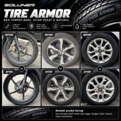 SOLUNER Tire Armor Semir Ban Untuk Semua Ban Motor Mobil Pengkilap Black Kinclong Hydrophobic Tahan Lama Busa Poles Bulat Anti Lengket - Gambar 5