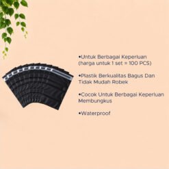 Polymailer Plastik Untuk Berbagai Keperluan Pembungkus Kantong Packing Plastic Lem Seal Polymeiler Package Packaging Waterproof Meiler Poli Poly Mailer Online Store Shop Semi Glossy Glosi Black Hitam 10 x 20 10x20 cm Centimeter Senti - Gambar 4