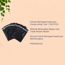 Polymailer Plastik Untuk Berbagai Keperluan Pembungkus Kantong Kantung Packing Plastic Lem Seal Polymeiler Package Packaging Waterproof Meiler Poli Poly Mailer Online Store Shop Semi Glossy Glosi Black Hitam 16 x 20 16x20 cm Centimeter Senti - Gambar 4