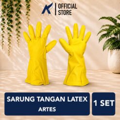 SARUNG TANGAN LATEX ARTES Gloves Tebal Karet Kuning M L Cuci Piring Alat Berkebun