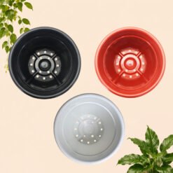 POT VINCA 30 Tumbuhan Kuping Hias Bunga Batu Plastik Tebal dll Putih HItam Merah Bata Diameter atas 29,5 Cm - Gambar 3