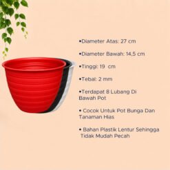 GARDEN OF LOVE SUPER TAWON 27 Tanaman Tumbuhan Madu Hias Bunga Batu Plastik Tebal dll Hitam Putih Merah Bata Diameter atas 27 Cm - Gambar 4