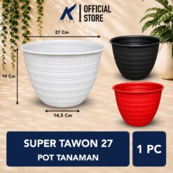 GARDEN OF LOVE SUPER TAWON 27 Tanaman Tumbuhan Madu Hias Bunga Batu Plastik Tebal dll Hitam Putih Merah Bata Diameter atas 27 Cm