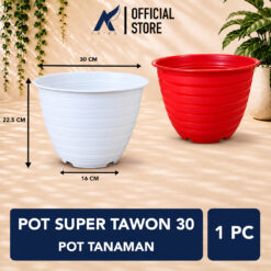 POT SUPER TAWON 30 Tumbuhan Madu Hias Bunga Batu Plastik Tebal dll Putih Merah Bata Diameter atas 30 Cm