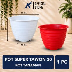 POT SUPER TAWON 30 Tumbuhan Madu Hias Bunga Batu Plastik Tebal dll Putih Merah Bata Diameter atas 30 Cm