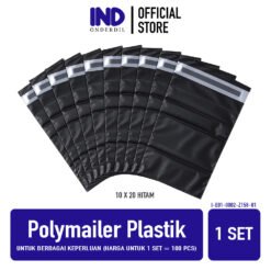 Polymailer Plastik Untuk Berbagai Keperluan Pembungkus Kantong Lem Seal Polymeiler Packing Plastic Package Packaging Waterproof Meiler Poli Poly Mailer Online Store Shop Semi Glossy Glosi Black Hitam 10 x 20 10x20 cm Centimeter Senti