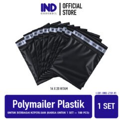 Polymailer Plastik Untuk Berbagai Keperluan Packing Plastic Lem Pembungkus Kantong Seal Polymeiler Package Packaging Waterproof Meiler Poli Poly Mailer Online Store Shop Semi Glossy Glosi Black Hitam 16 x 20 16x20 cm Centimeter Senti